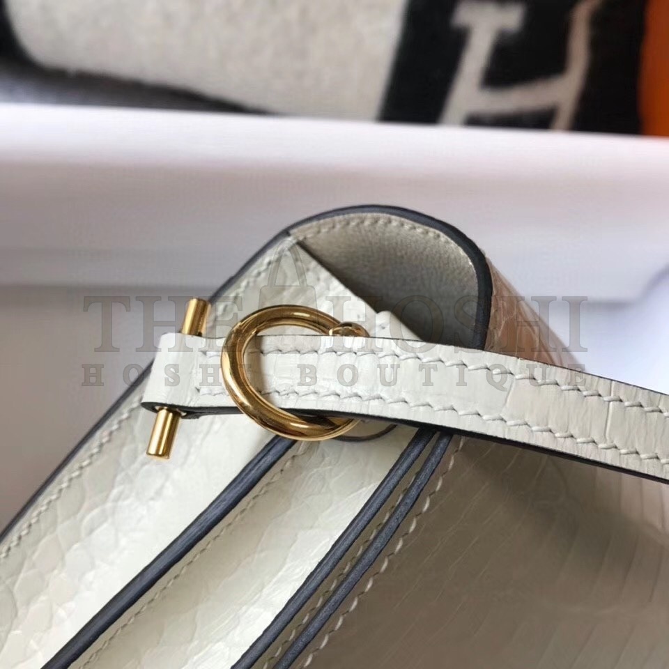 H**me5 Roulis Mini Bag In White Embossed Crocodile Calfskin Master Quality