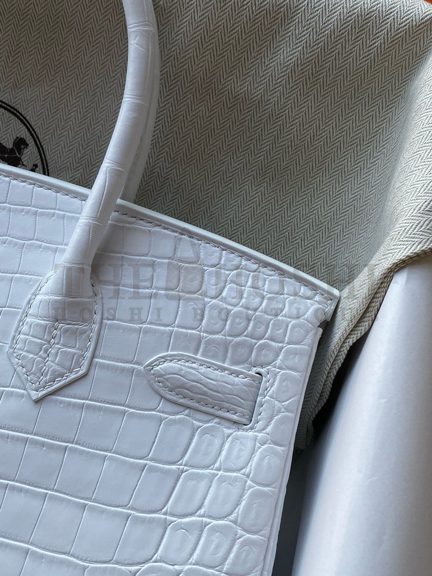 H**me5 Birkin 30 Handmade Bag In White Crocodile Niloticus Matte Skin Master Quality