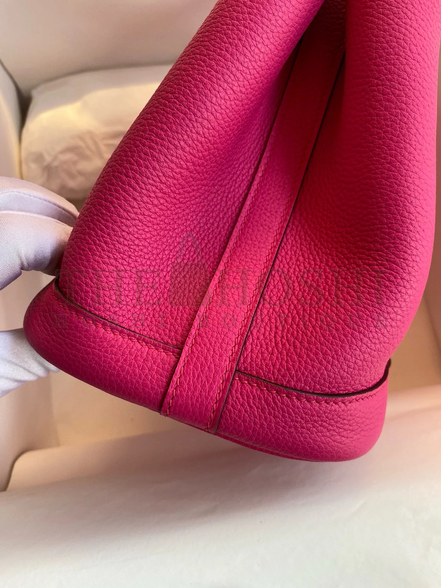 H**me5 Garden Party 30 Handmade Bag in Rose Red Clemence Leather Master Quality