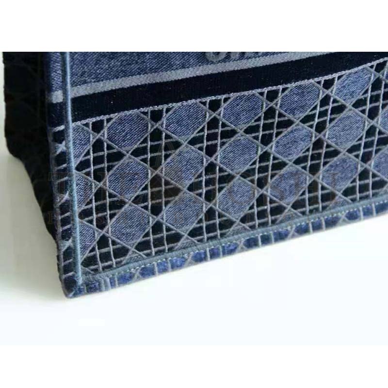 D10r Women D10r Book Tote Blue Cannage Embroidered Velvet Master Quality