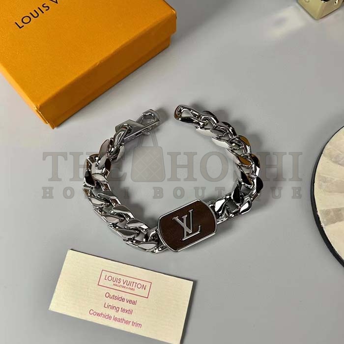 L0vis Vvtt0n Unisex LV Shades Bracelet Brown Metal Silver-Colour Finish Master Quality