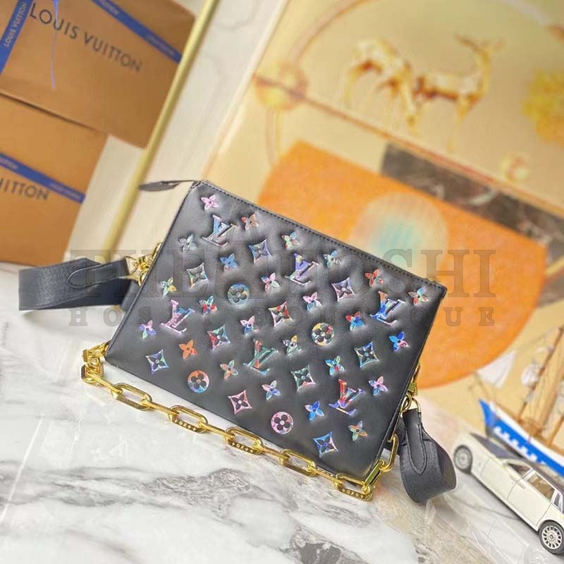 L0vis Vvtt0n LV Women Coussin MM Handbag Navy Blue Lambskin Leather Master Quality