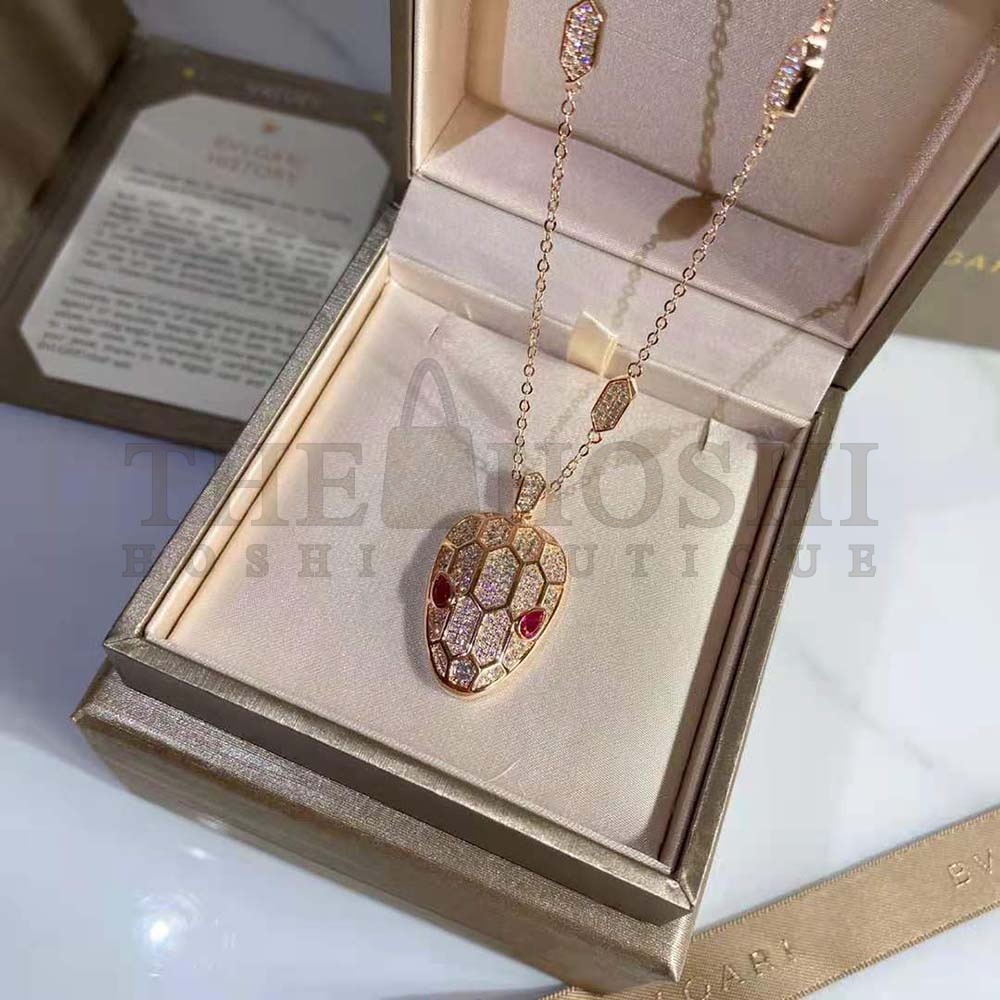 Bv1g*ai Women Serpenti Necklace in 18 KT Rose Gold Master Quality