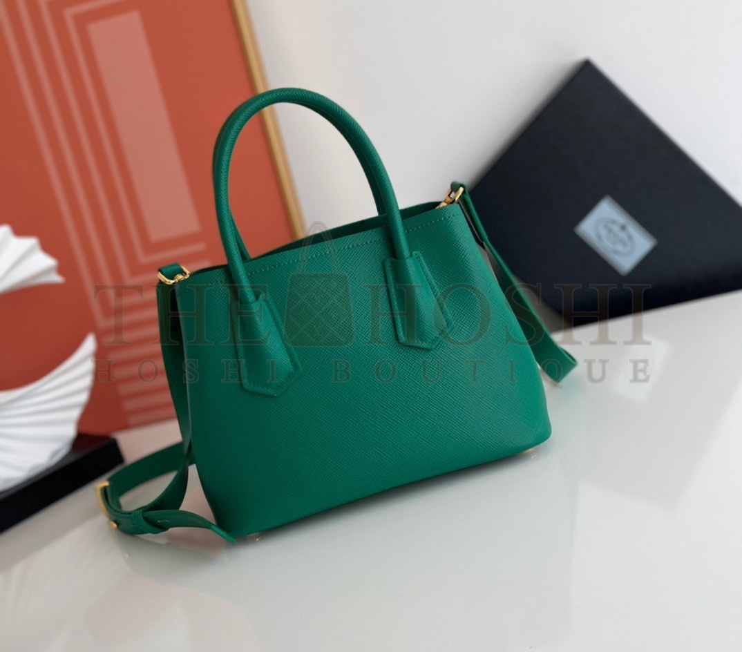 Pra*a Double Mini Bag In Green Saffiano Leather Master Quality