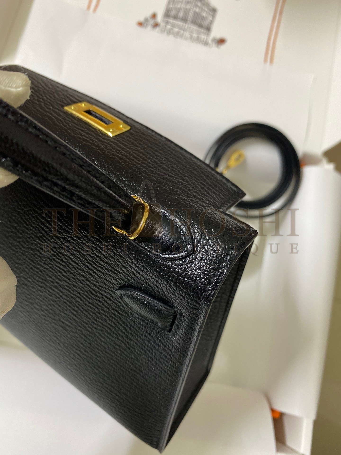H**me5 Kelly Mini II Sellier Handmade Bag In Black Chevre Mysore Leather Master Quality