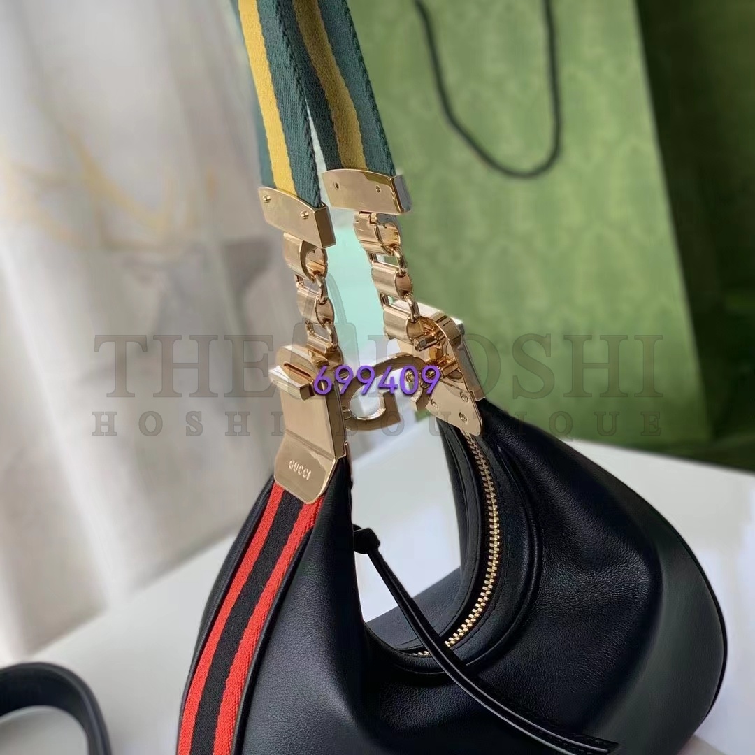 Gvc*1 Women Attache Small Shoulder Bag Black Leather Orange Black Web Master Quality