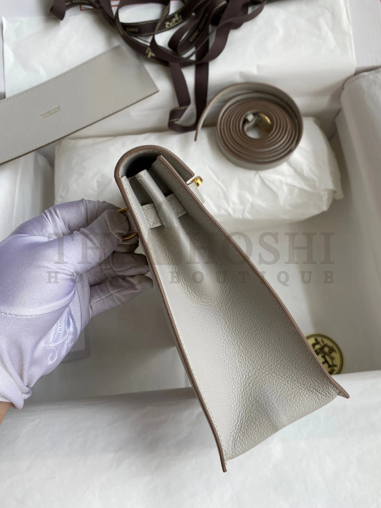 H**me5 Kelly Danse II Handmade Bag In Pearl Grey Evercolor Calfskin Master Quality