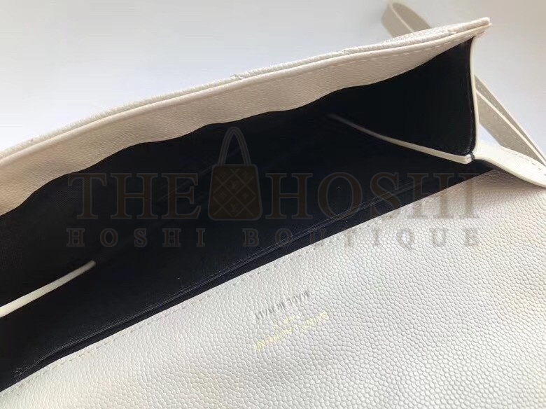 Sa1nt Lau*nt Monogram Clutch In White Grained Leather Master Quality