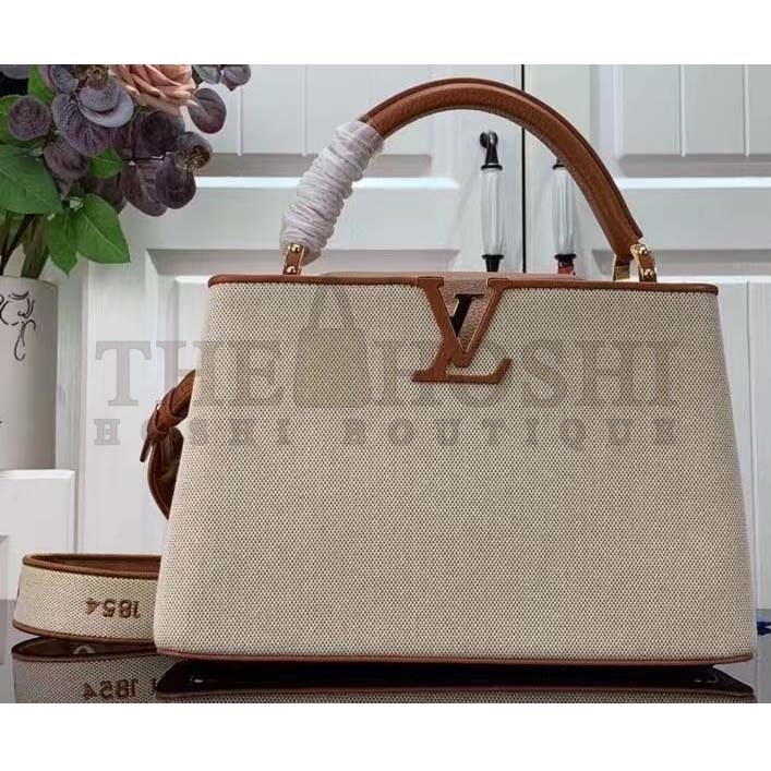 L0vis Vvtt0n LV Women Capucines MM Handbag Caramel Brown Taurillon Leather Canvas Master Quality