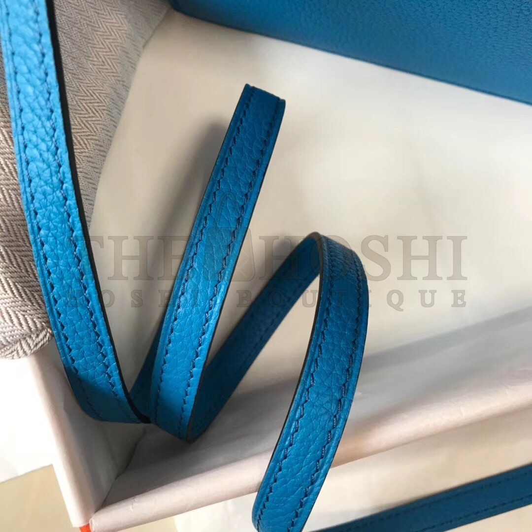 H**me5 Mini Sac Roulis 18cm Bag In Blue Hydra Evercolor Calfskin Master Quality