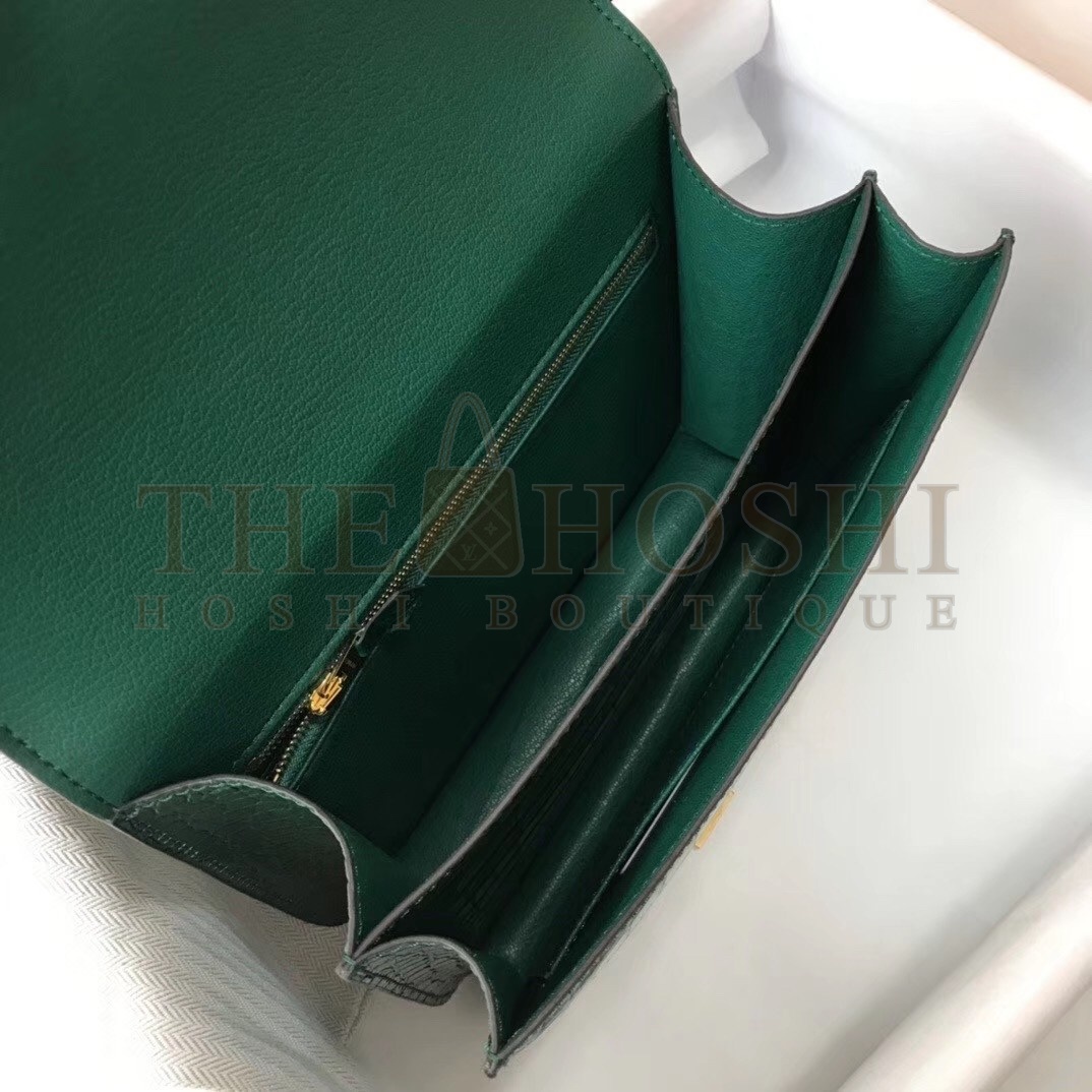 H**me5 Constance 24cm Bag In Green Embossed Crocodile Master Quality