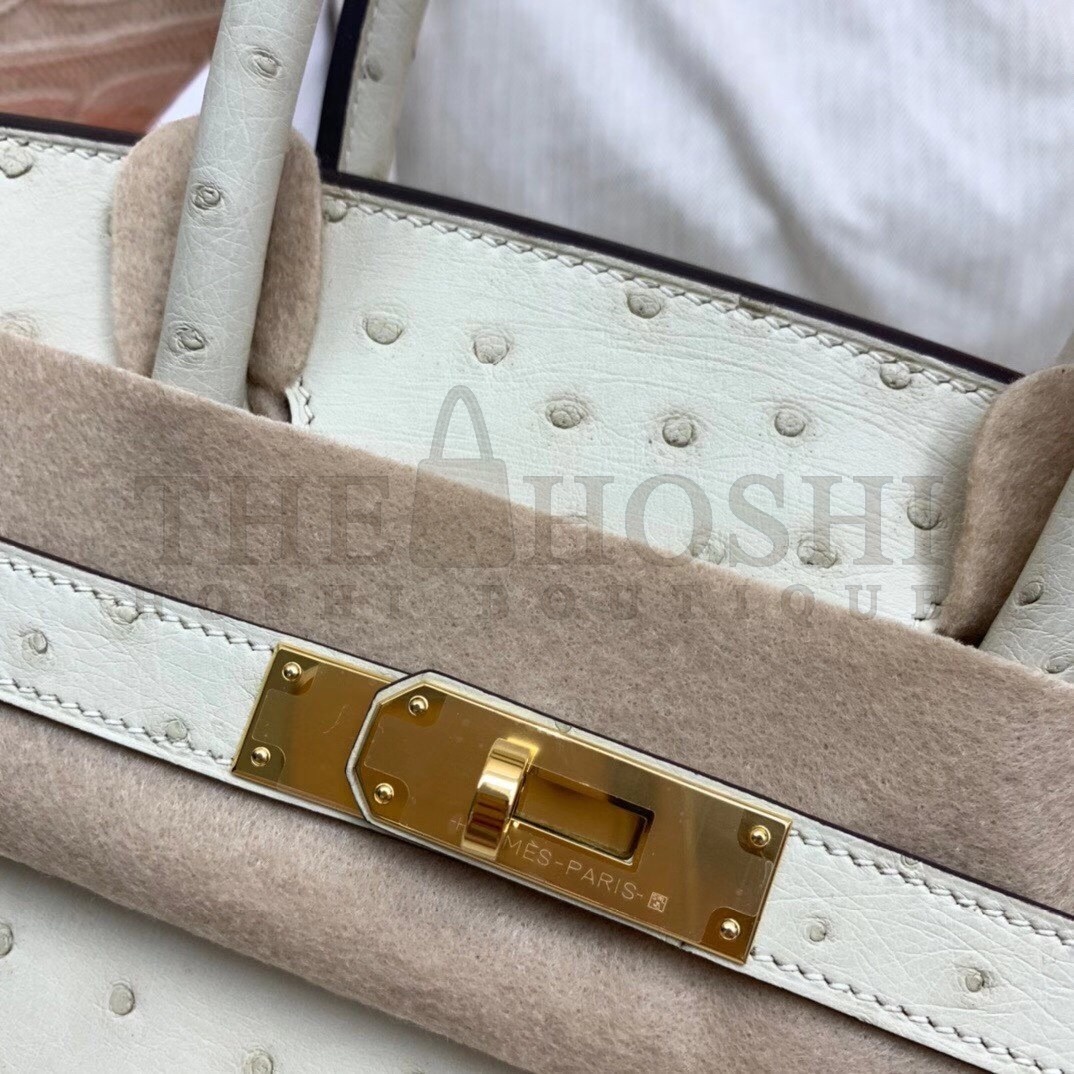 H**me5 Beton Birkin 30cm Ostrich Handmade Bag Master Quality