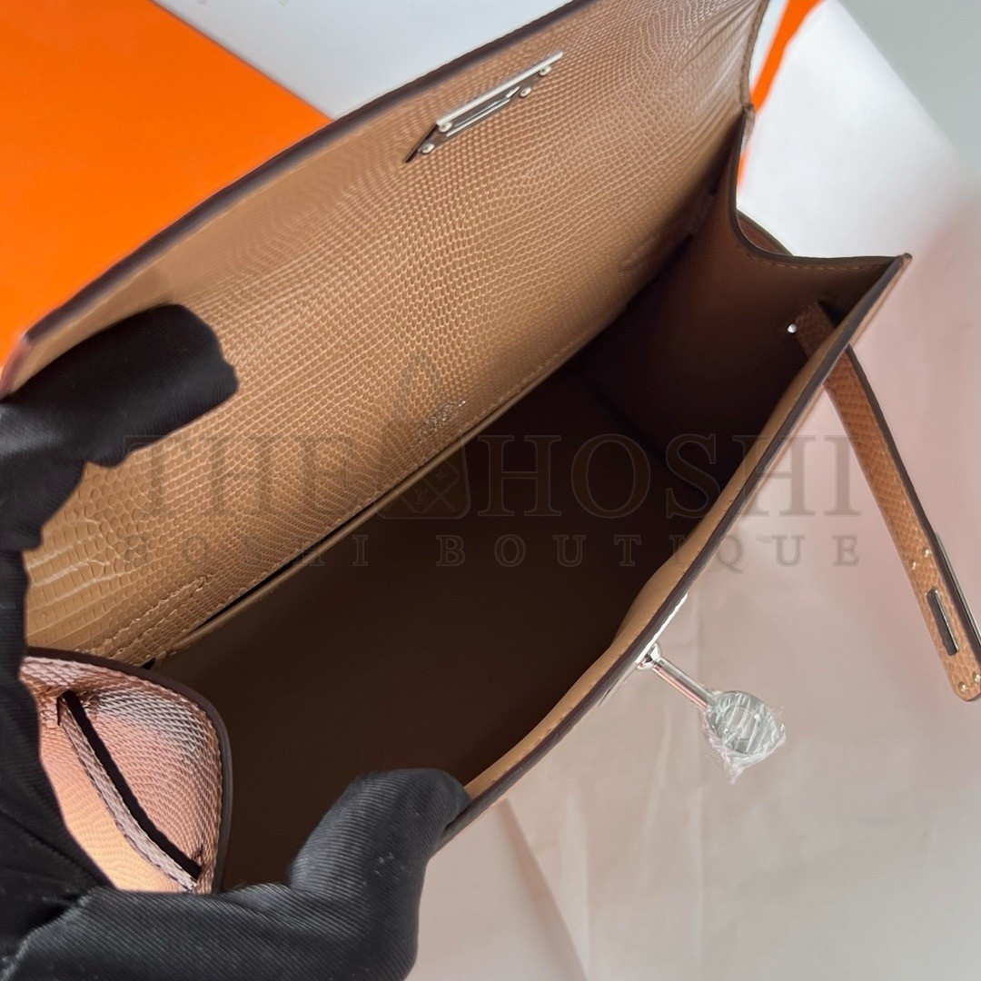 H**me5 Kelly Pochette Handmade Bag In Chai Lizard Skin Master Quality