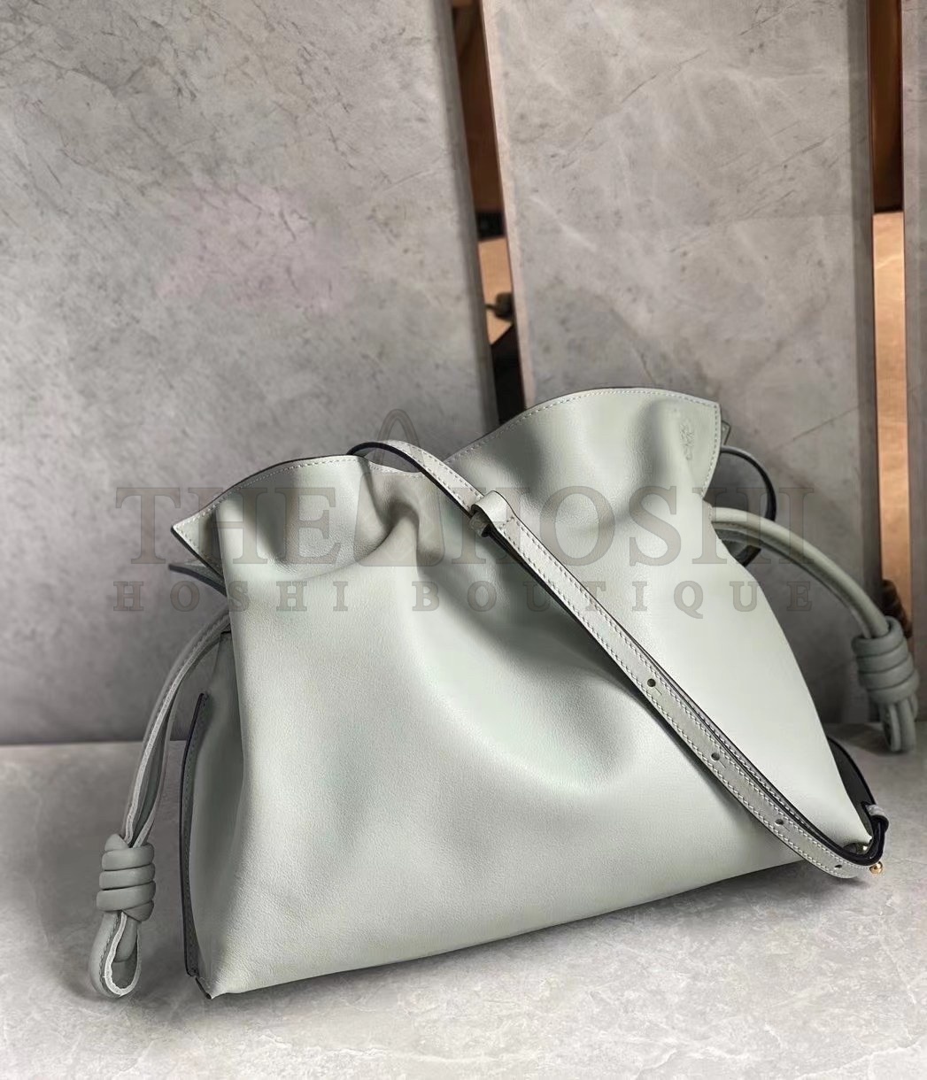 L0ew* Flamenco Clutch In Ash Grey Nappa Leather Master Quality