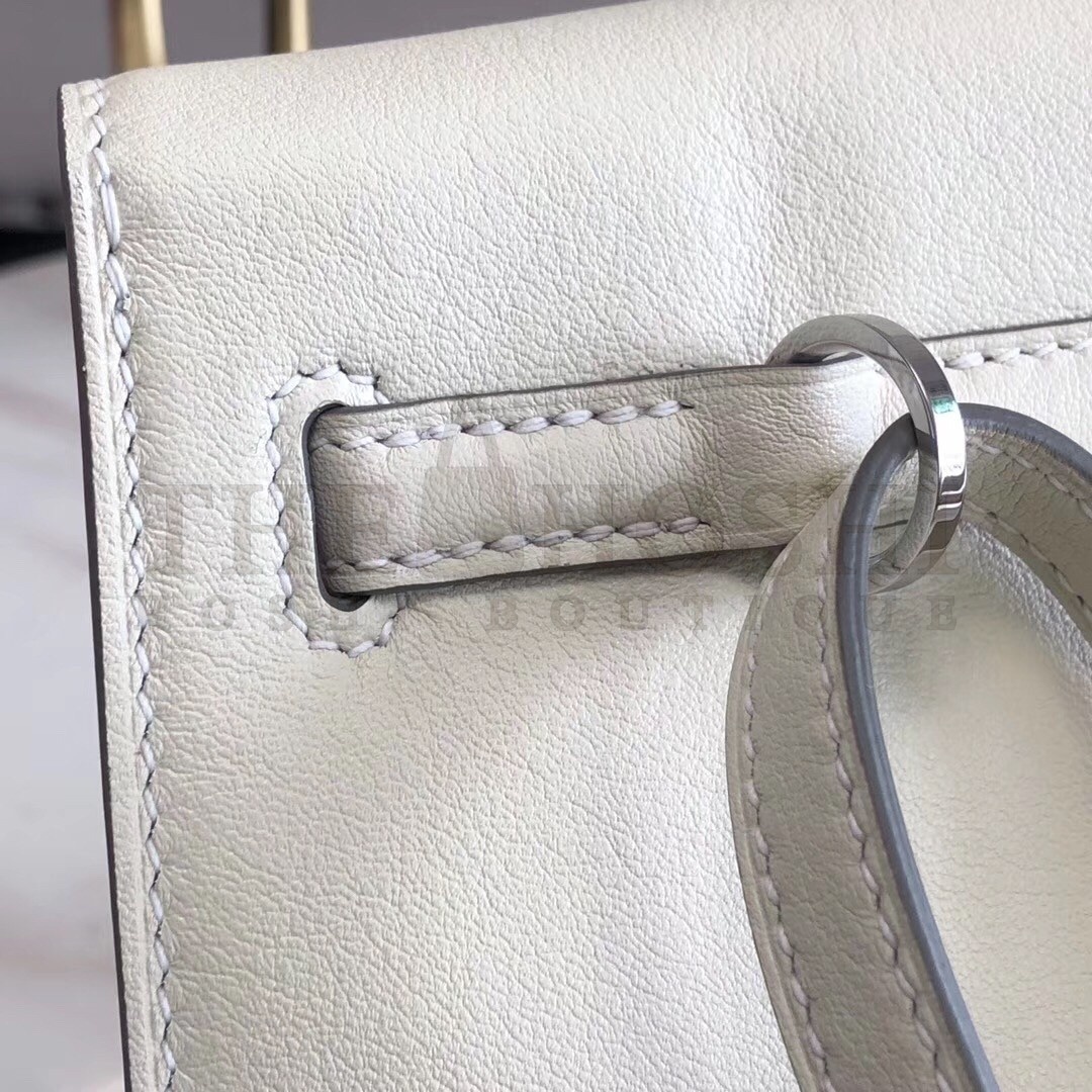 H**me5 White Swift Kelly Danse Bag Master Quality