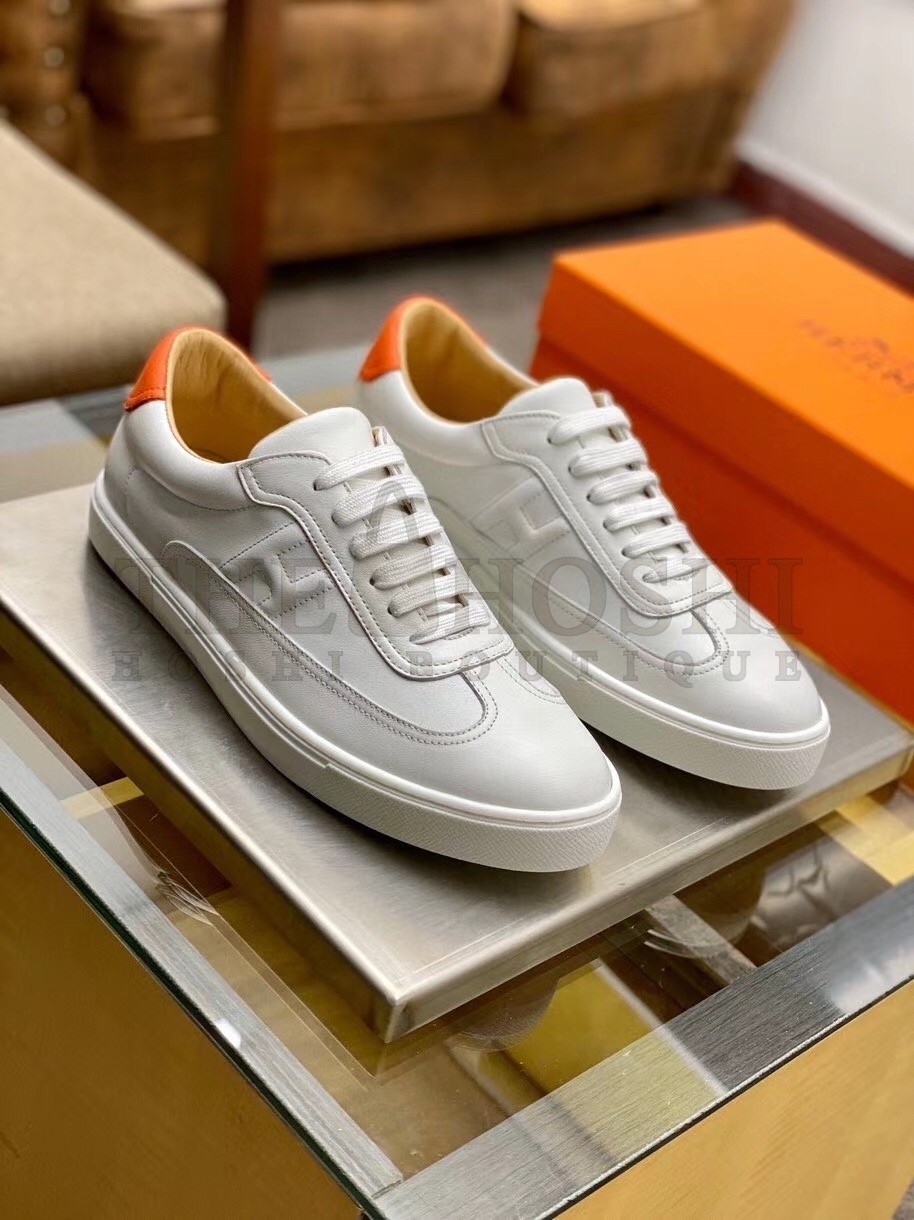 H**me5 Quicker Sneakers In White/Orange Calfskin Master Quality