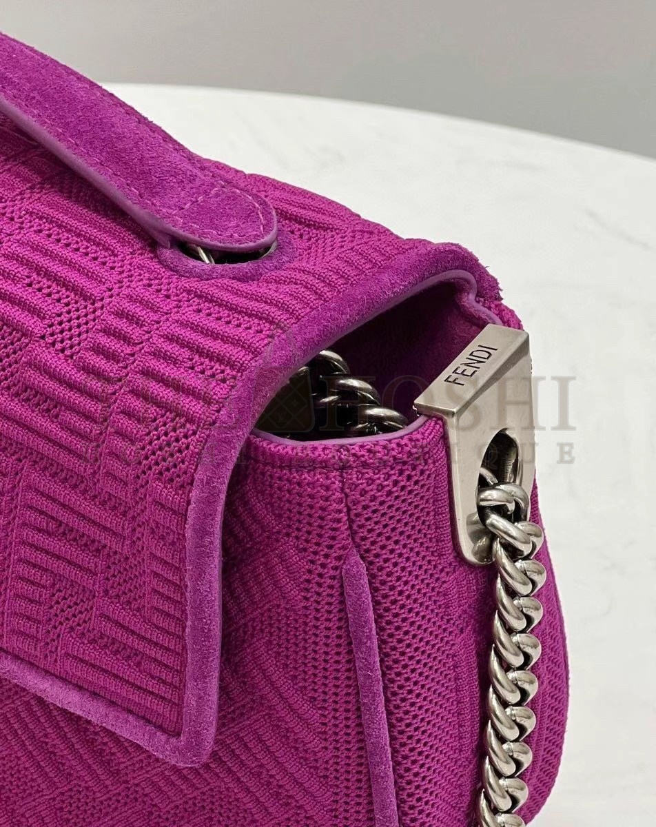F**di Baguette Chain Midi Bag In Fuchsia FF Fabric Master Quality