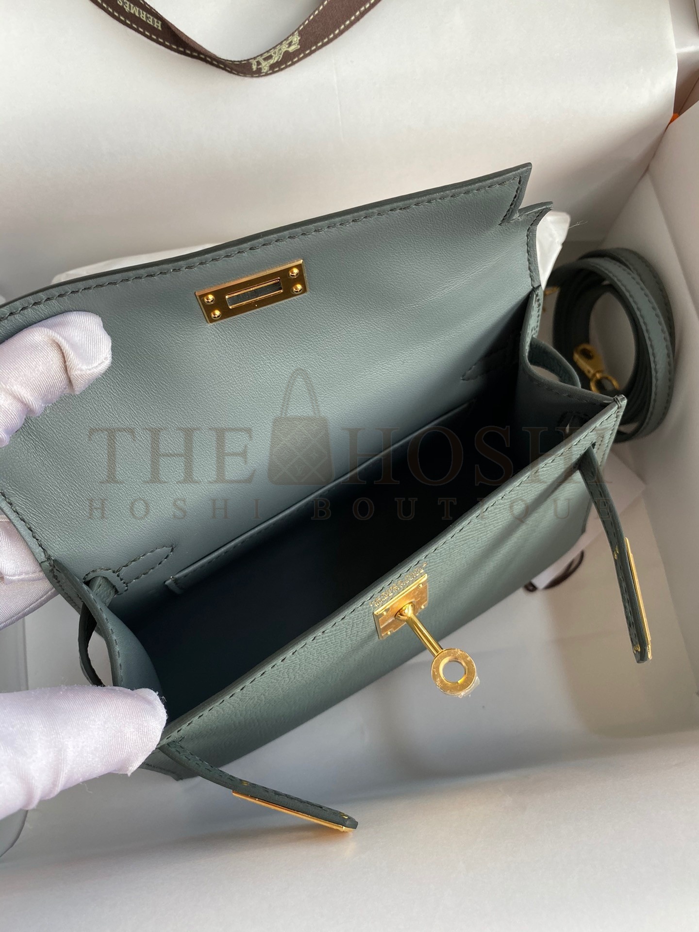 H**me5 Kelly Mini II Sellier Handmade Bag In Vert Amande Epsom Calfskin Master Quality