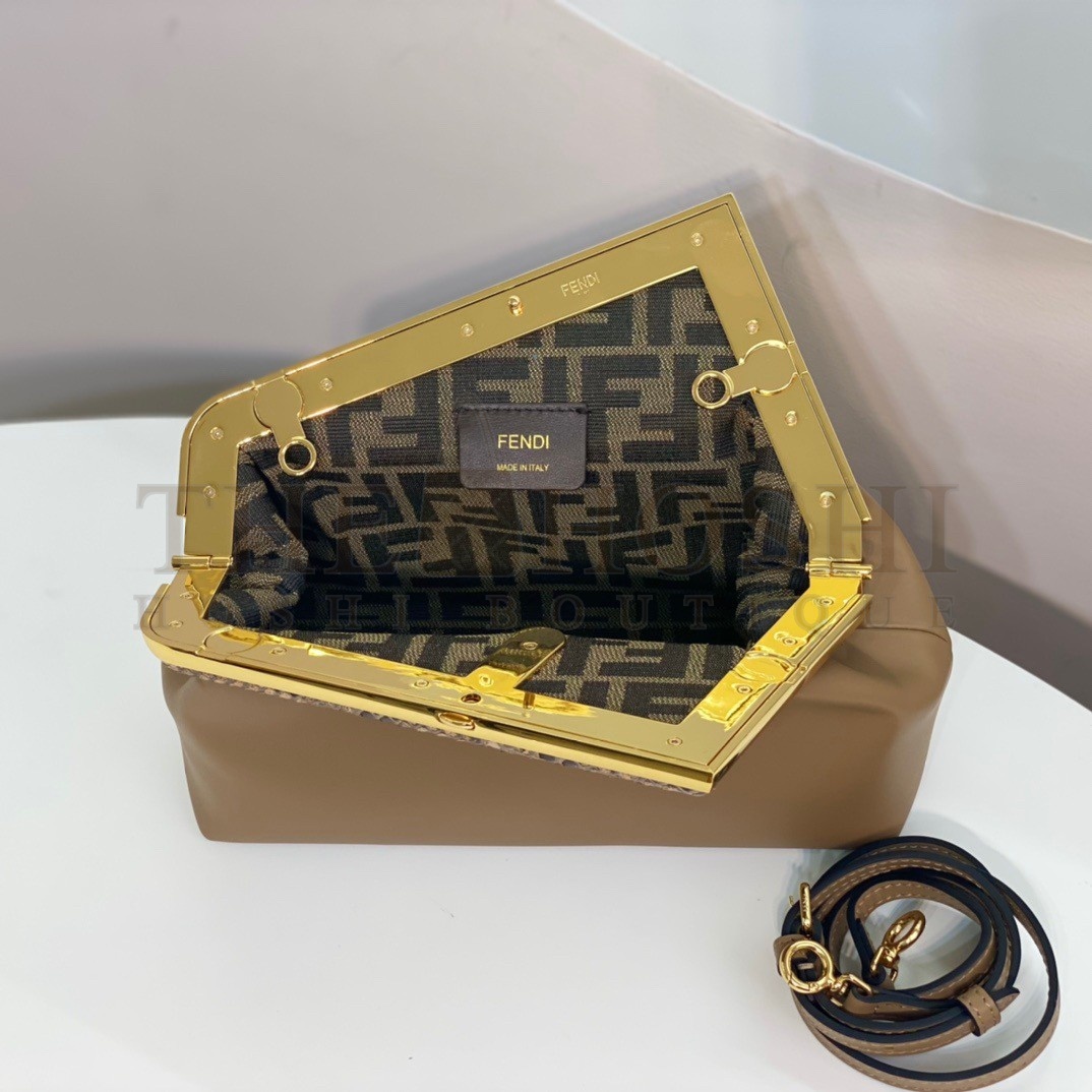 F**di First Small Bag In Light Brown Leather with Python F Master Quality