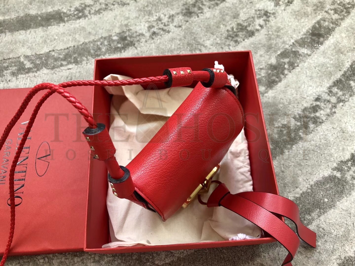 Va1e*ntin0 Small Vring Crossbody Bag In Red Goatskin Master Quality