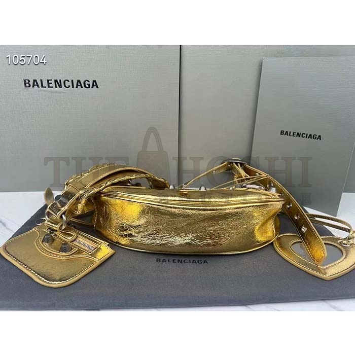 Ba1en*iaga Women Le Cagole XS Shoulder Bag Gold Metallized Arena Lambskin Master Quality