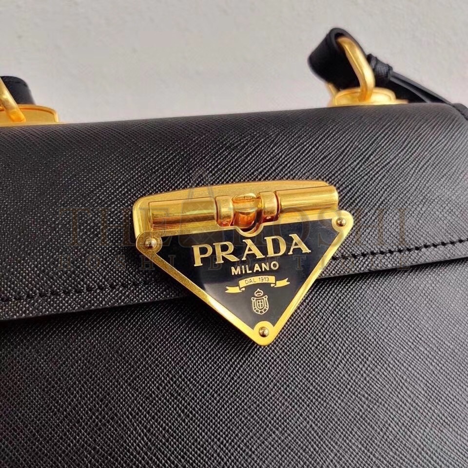 Pra*a Symbole Shoulder Bag In Black Saffiano Leather Master Quality