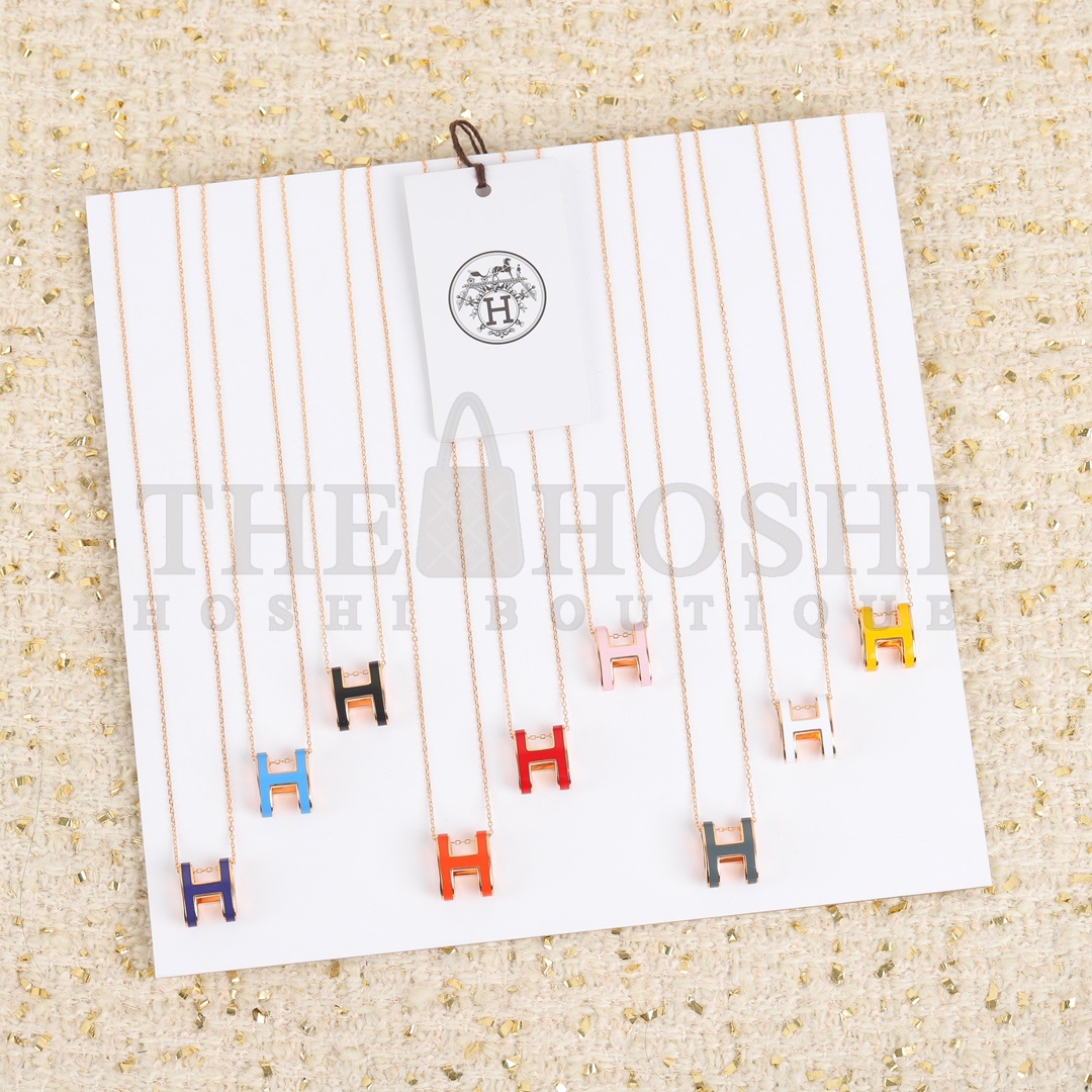 Herme* H**me5 Enameled Curved H Necklace Master Quality