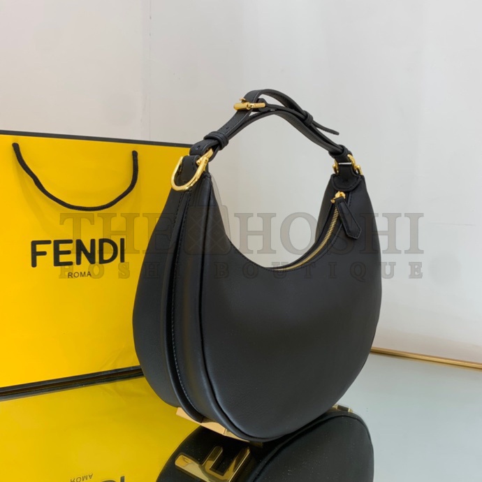 F**di Women F**digraphy Small Black Leather Bag-Black  size:24.5 cm Master Quality