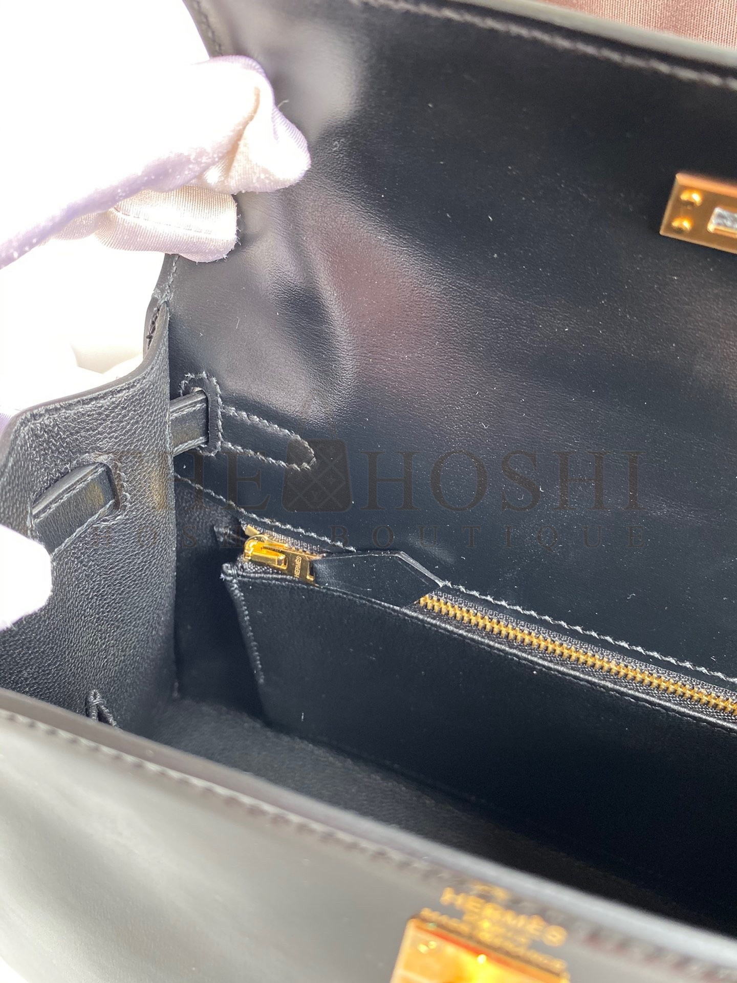 H**me5 Kelly Sellier 25 Handmade Bag In Black Box Calfskin Master Quality