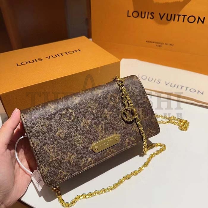 L0vis Vvtt0n LV Women Wallet On Chain Lily Monogram Coated Canvas Flap Closure Master Quality