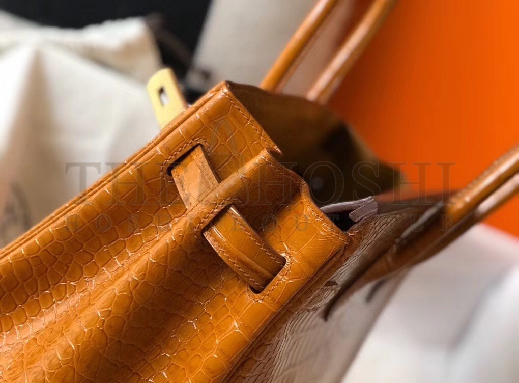 H**me5 Birkin 30cm Bag In Gold Embossed Crocodile Leather Master Quality