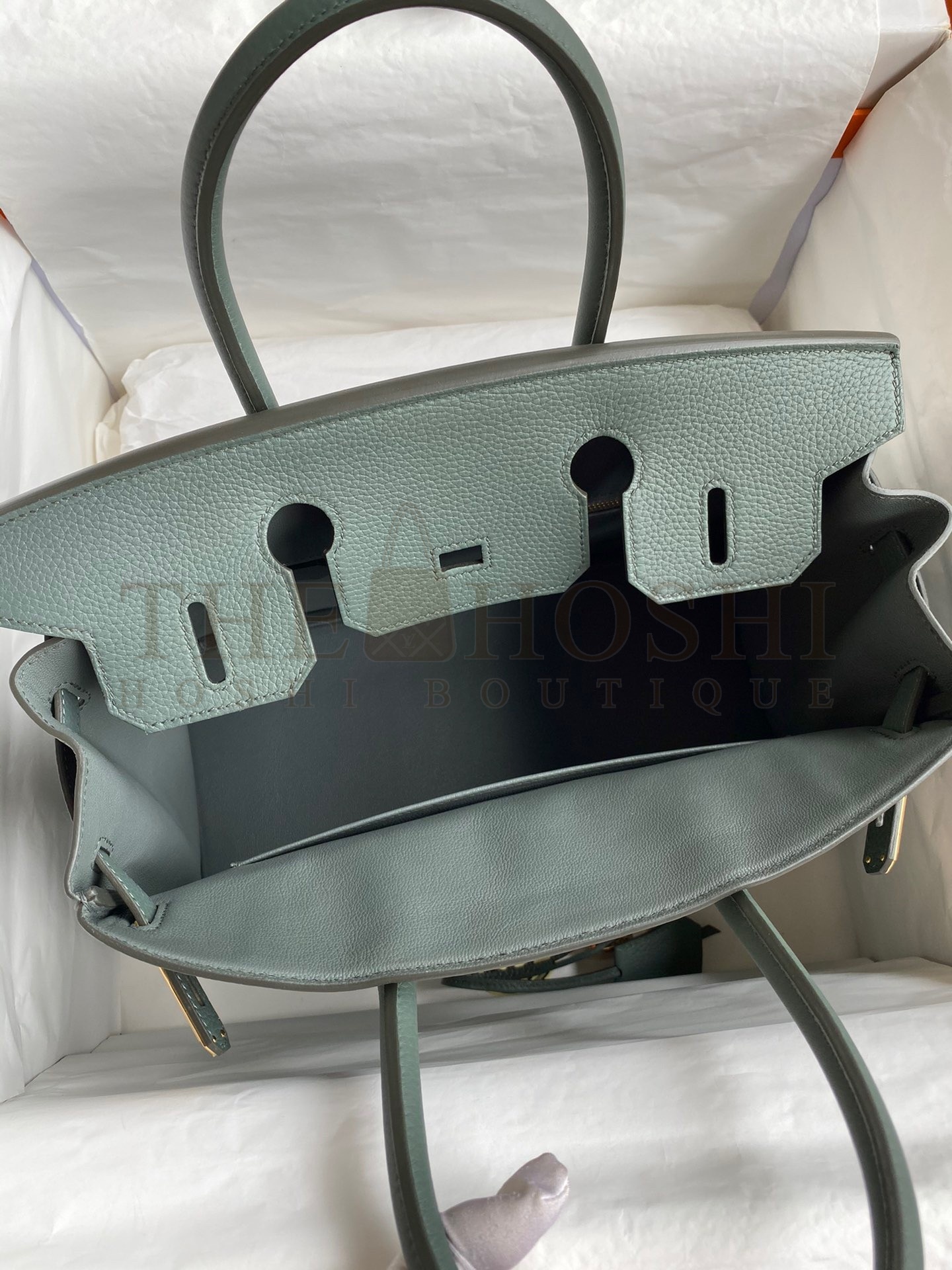 H**me5 Birkin 30 Retourne Handmade Bag In Vert Amande Clemence Leather Master Quality