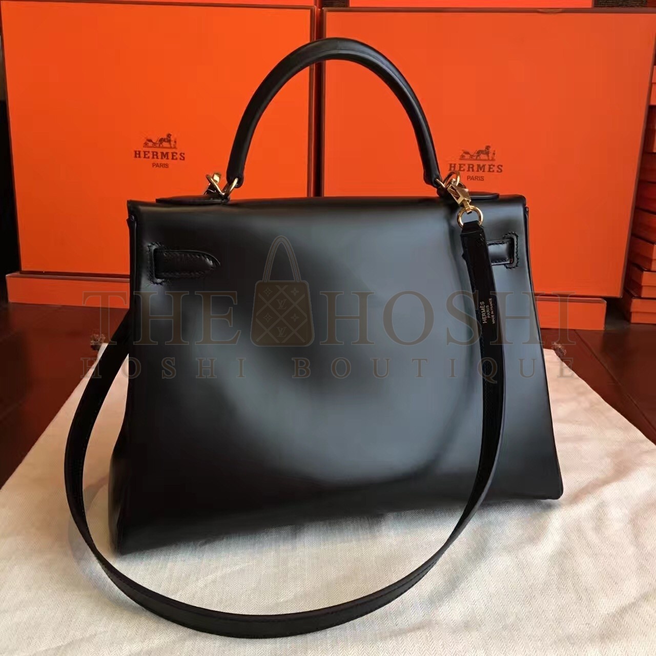 H**me5 Black Box Kelly Retourne 32cm Handmade Bag Master Quality