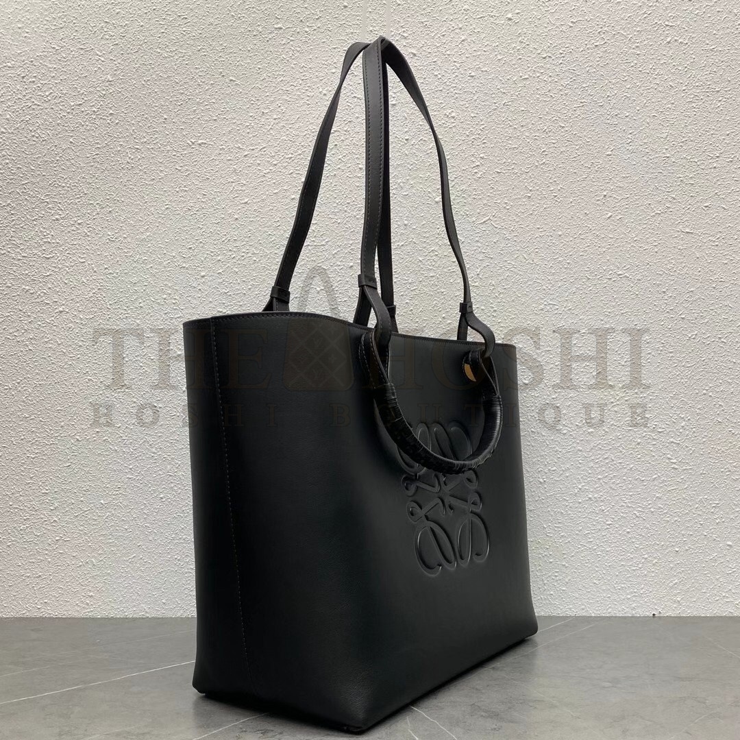 L0ew* Anagram Small Tote In Black Classic Calfskin Master Quality