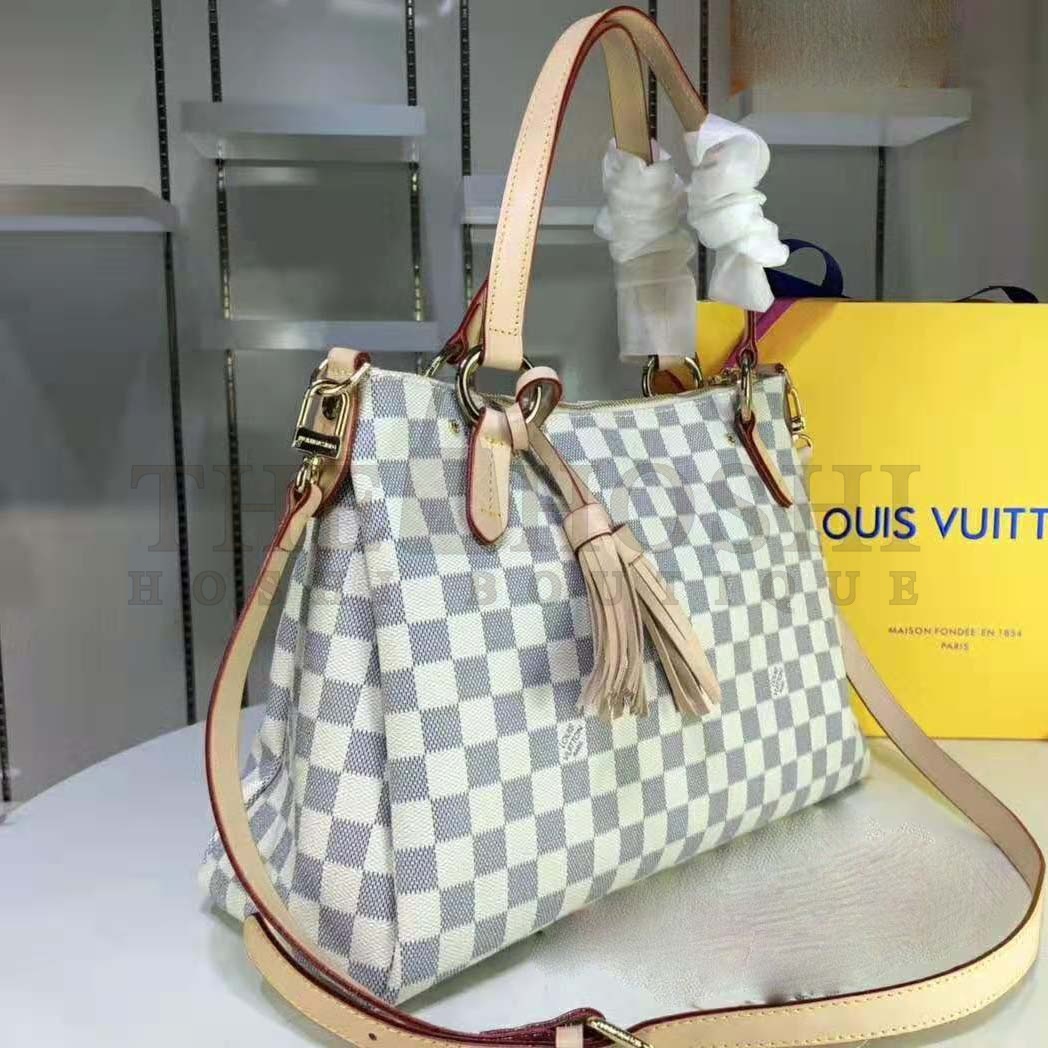 L0vis Vvtt0n LV Women Lymington Zipped Tote in Damier Azur Coated Canvas Master Quality