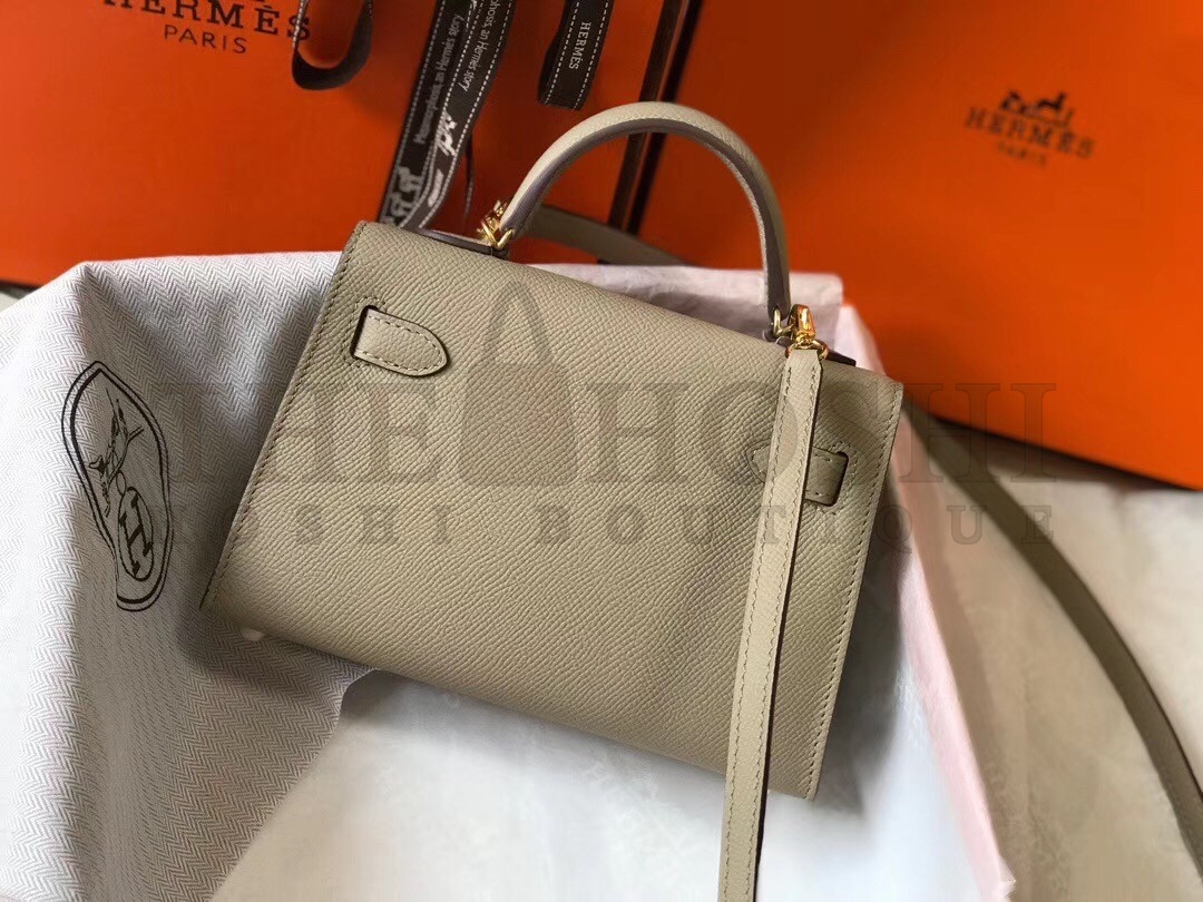 H**me5 Kelly Mini II Bag In Gris Tourterelle Epsom Leather Master Quality