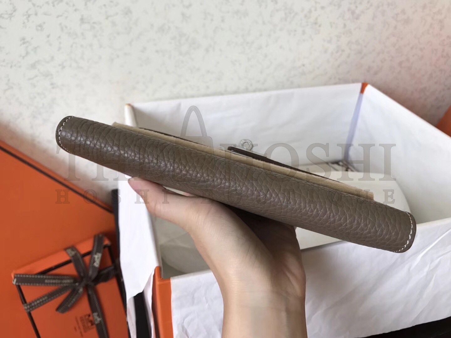 H**me5 Kelly Classic Long Wallet In Etoupe Clemence Leather Master Quality