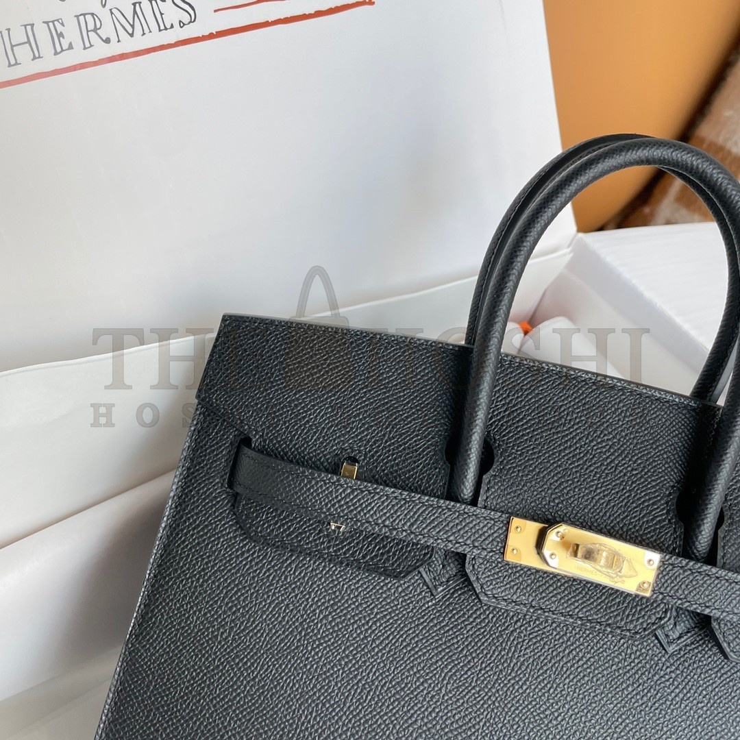 H**me5 Birkin 25 Sellier Handmade Bag In Black Epsom Calfskin Master Quality