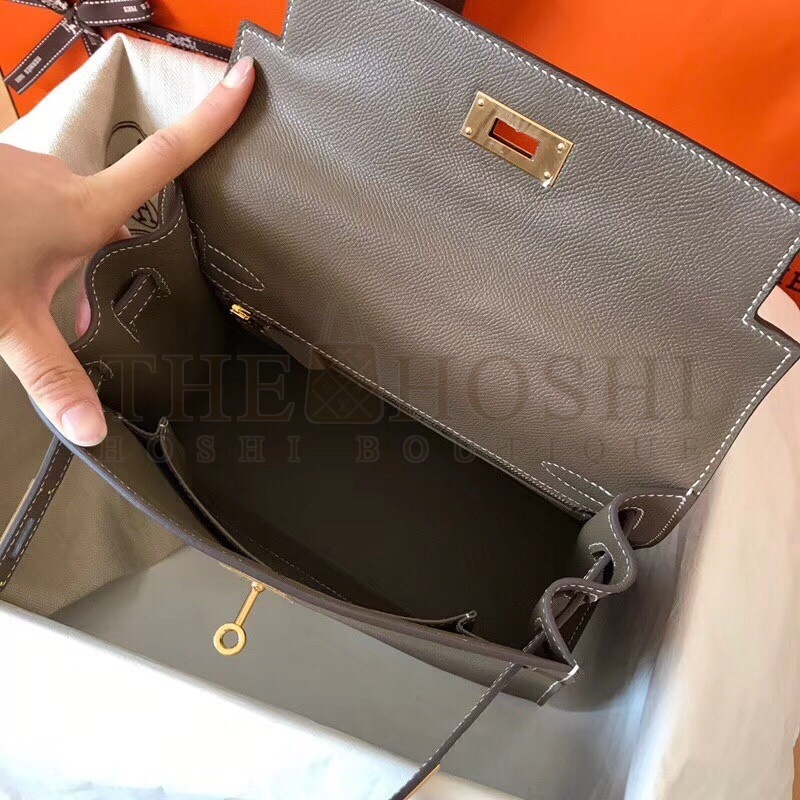 H**me5 Taupe Epsom Kelly 28cm Handmade Bag Master Quality