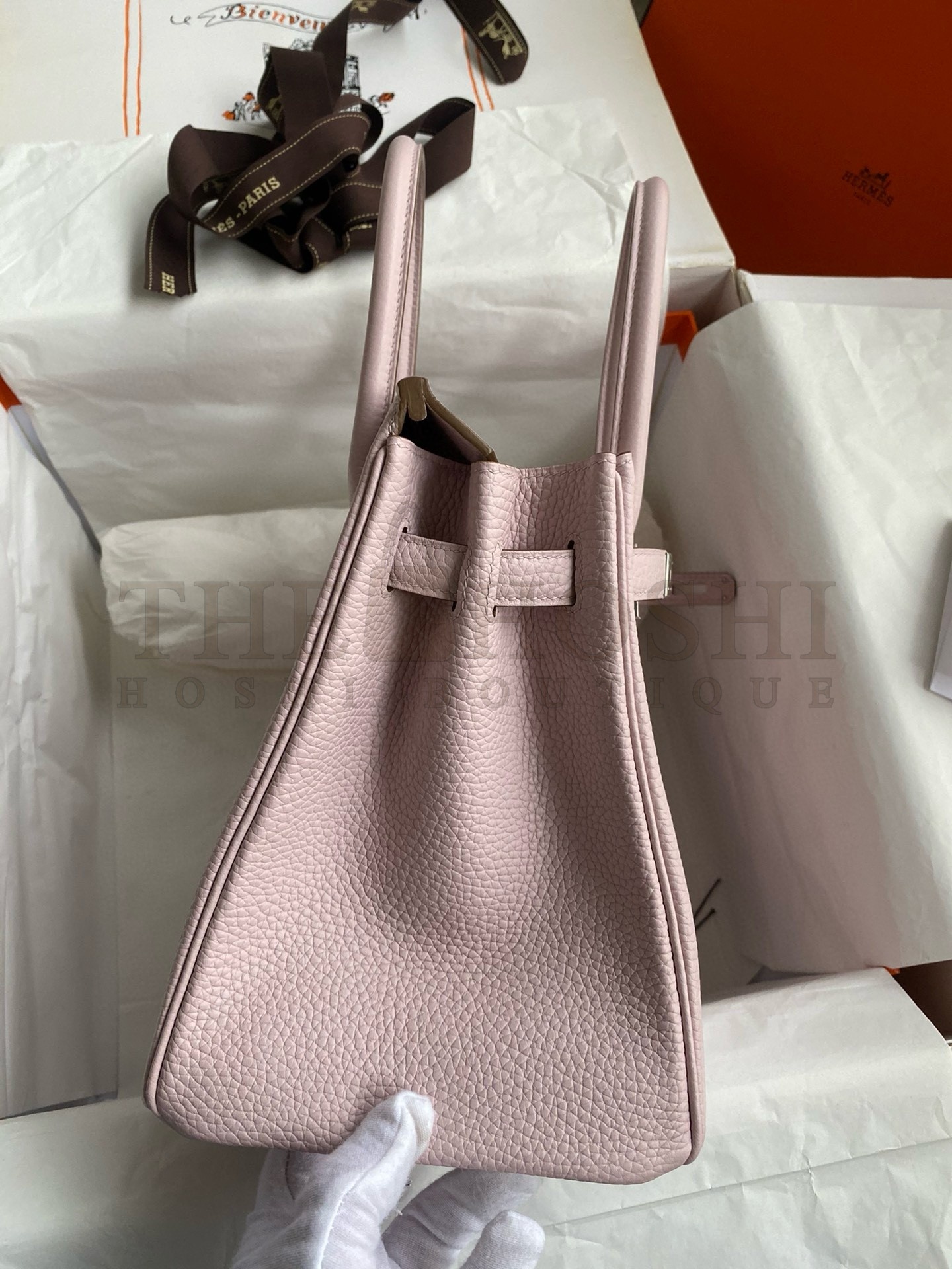 H**me5 Birkin 30 Retourne Handmade Bag in Mauve Pale Clemence Leather Master Quality