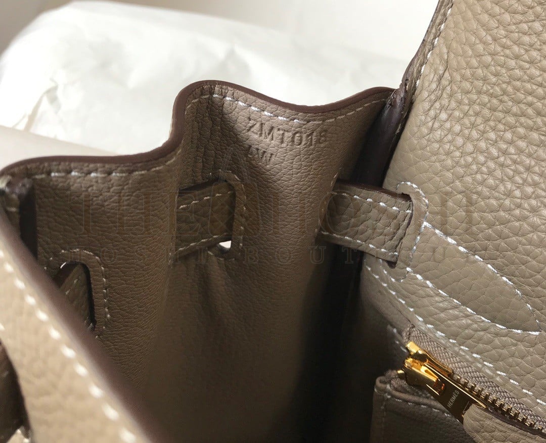 H**me5 Kelly 28cm Retourne Bag in Gris Tourterelle Clemence Leather GHW Master Quality