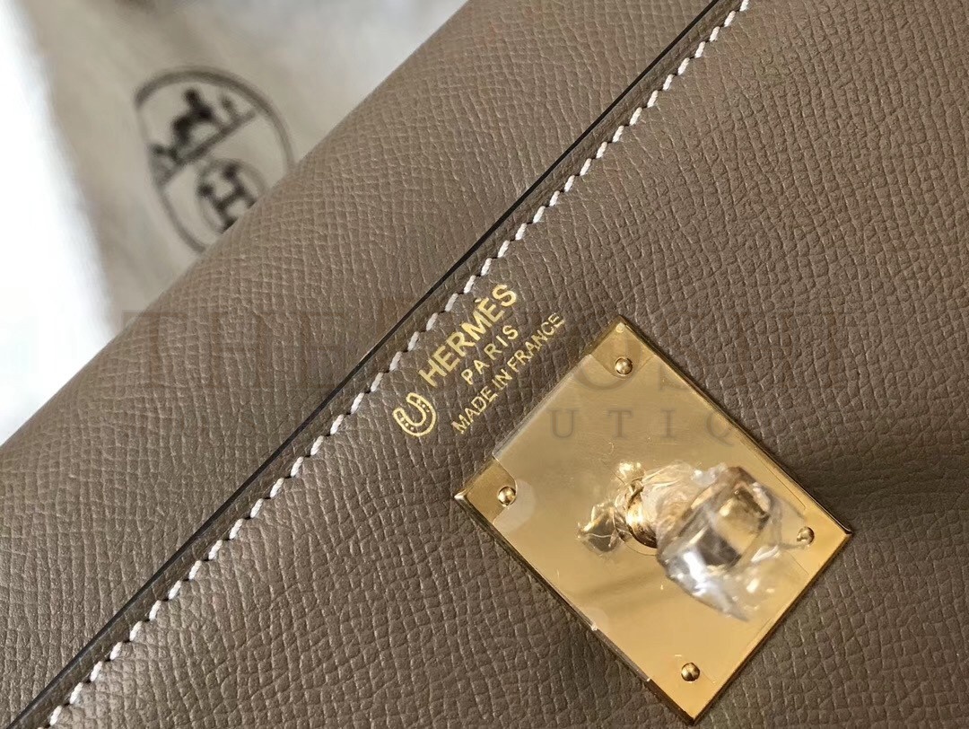 H**me5 Bi-color Kelly 32cm Epsom Bag Taupe/Black GHW Master Quality
