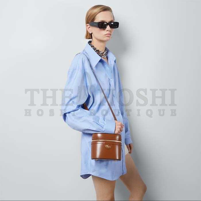 Gvc*1 Women GG Mini Bamboo Shoulder Bag Brown Leather Bamboo Handle Double G Master Quality