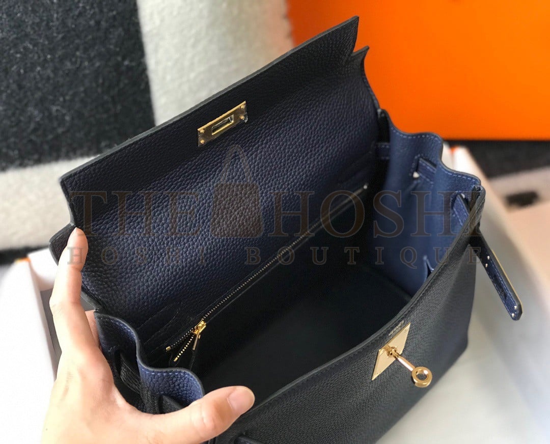 H**me5 Kelly 32cm Retourne Bag in Dark Blue Clemence Leather GHW Master Quality