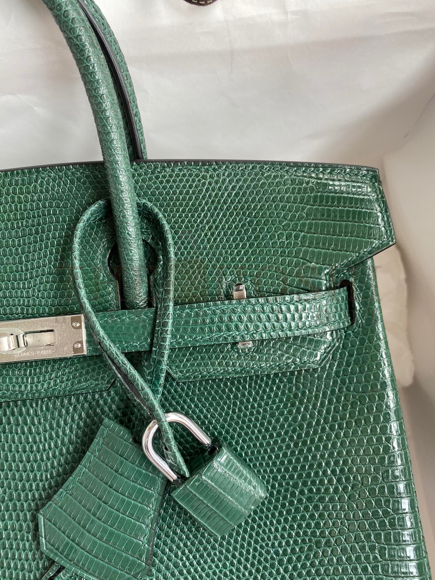 H**me5 Birkin 25 Retourne Handmade Bag In Malachite Lizard Leather Master Quality