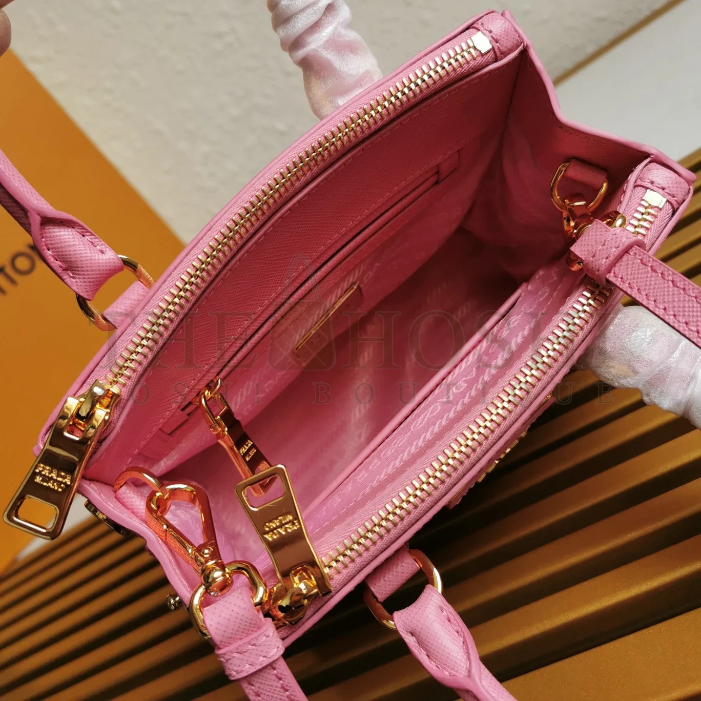 Pra*a Mini Galleria Bag In Pink Saffiano Leather Master Quality