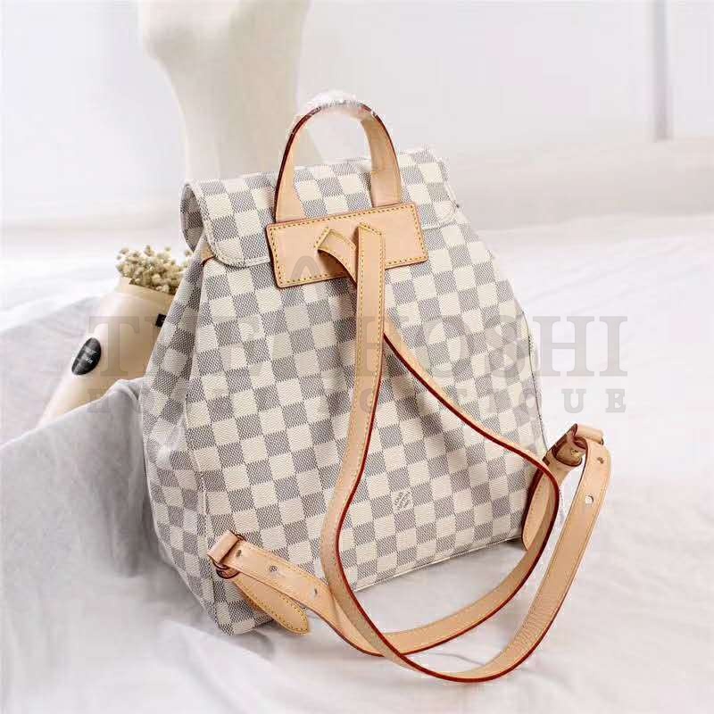 L0vis Vvtt0n LV Women Sperone Backpack in Damier Azur Canvas-Beige Master Quality