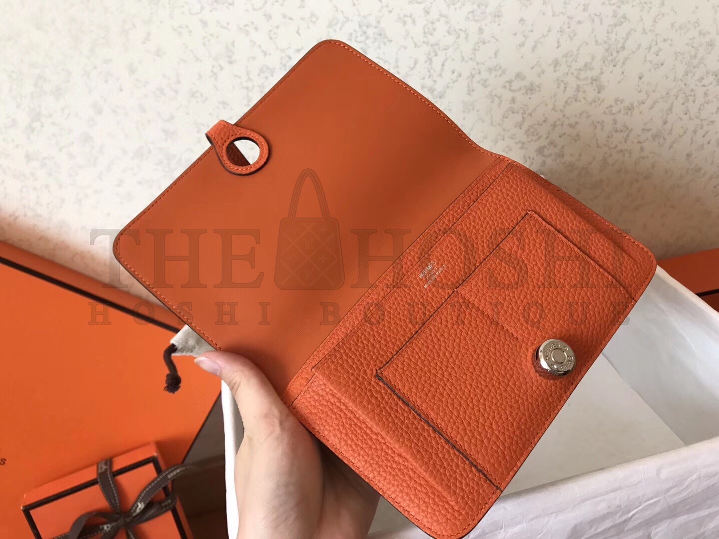 H**me5 Bicolor Dogon Duo Wallet In Black/Orange Leather Master Quality