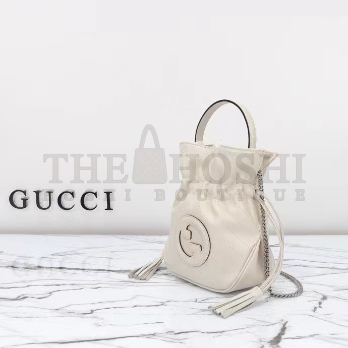 Gvc*1 Women GG Blondie Mini Bucket Bag White Leather Round Interlocking G Master Quality