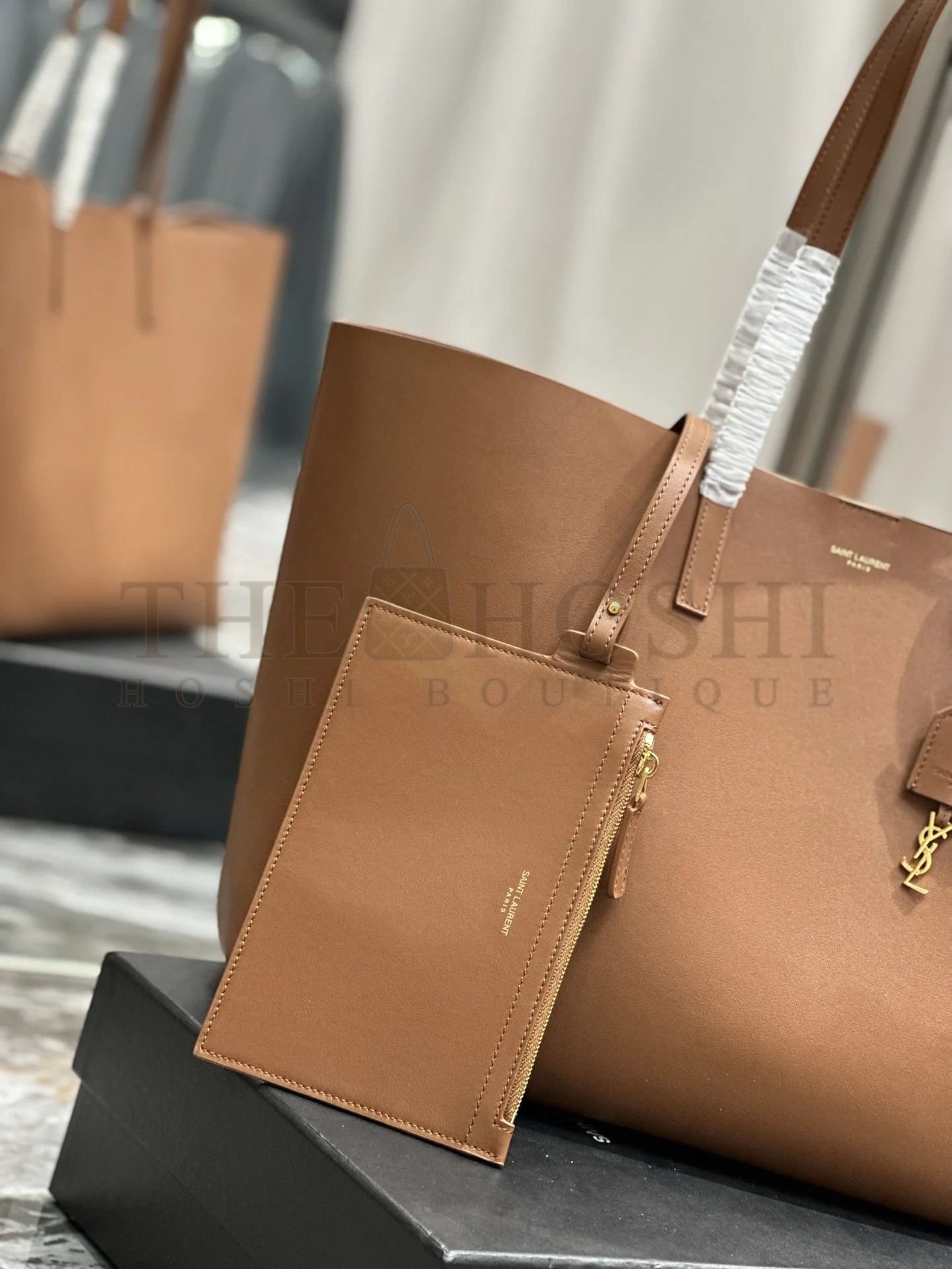 Sa1nt Lau*nt Shopping Tote Bag in Brown Leather Master Quality